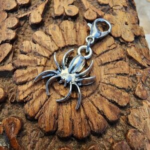 Silver Spider Charm for Horror Fans Goth Charm Bracelet Creepy Halloween Jewelry
